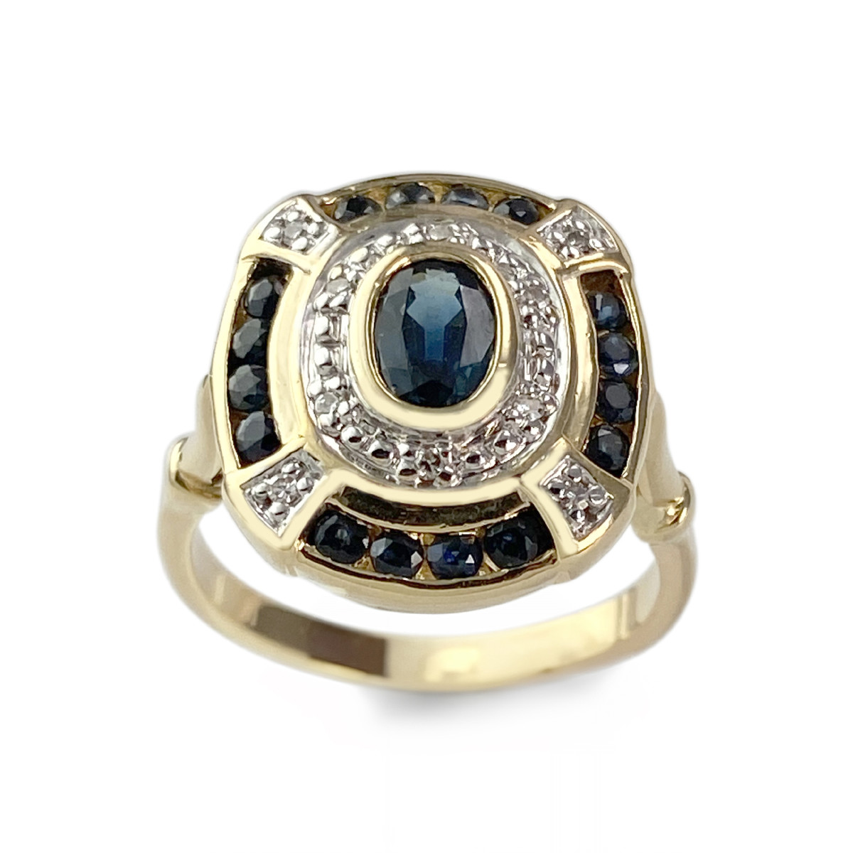 Bague d'occasion or 750 2 tons saphirs diamants