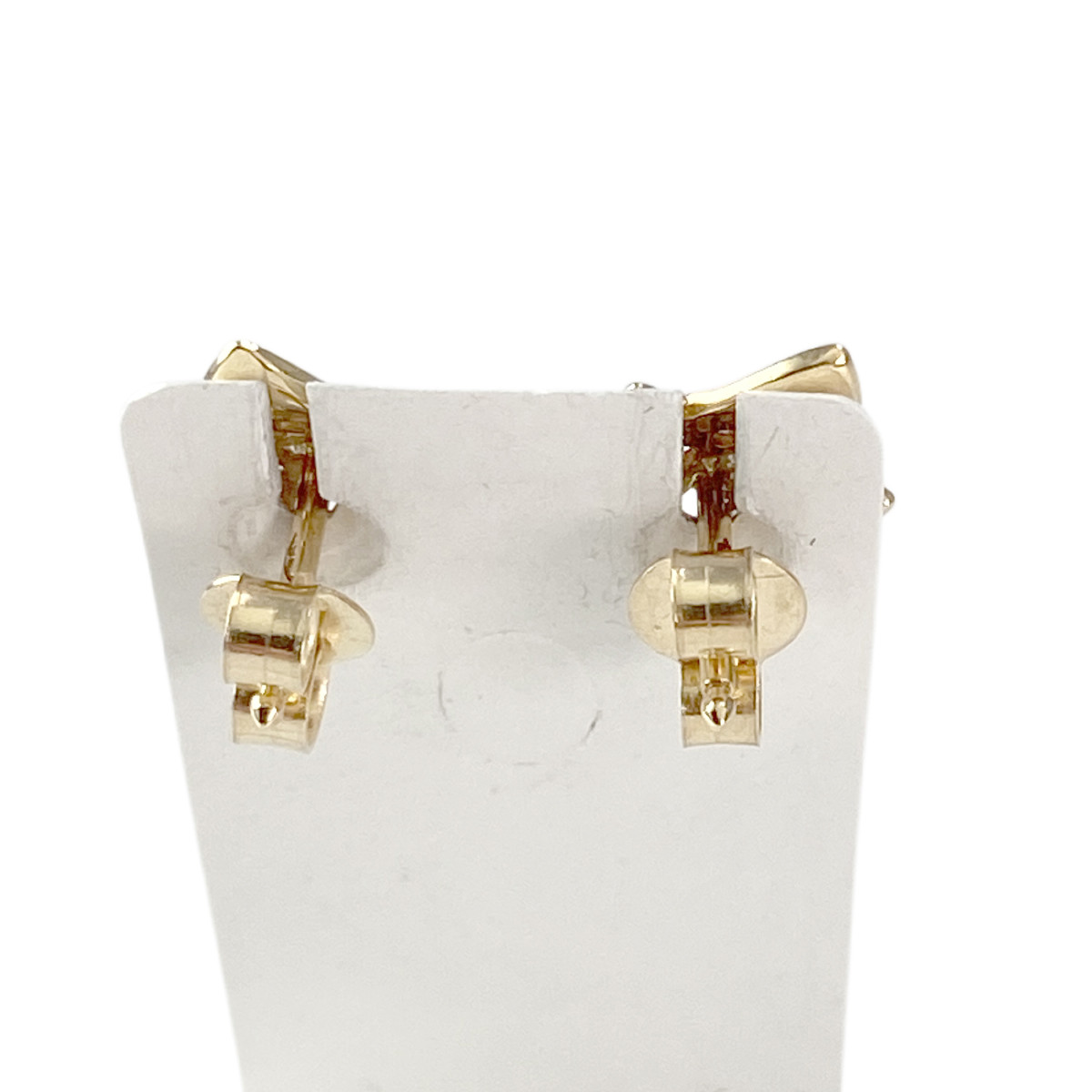 Boucles d'oreilles clous d'occasion or 750 jaune diamants - vue 3