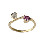 Bague d'occasion or 750 jaune et rhodié grenat diamants - vue 1