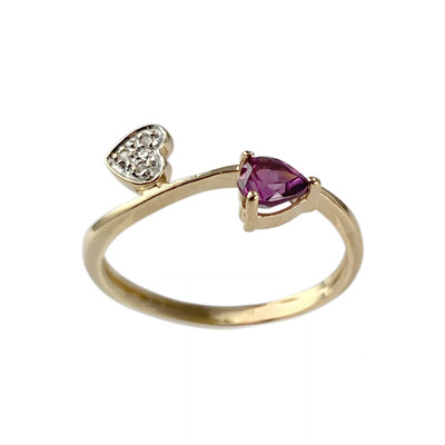 Bague d'occasion or 750 jaune et rhodié grenat diamants - vue 1