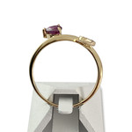 Bague d'occasion or 750 jaune et rhodié grenat diamants - vue 3