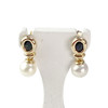 Boucles d'oreilles d'occasion or 750 jaune saphirs perles de culture - vue V1