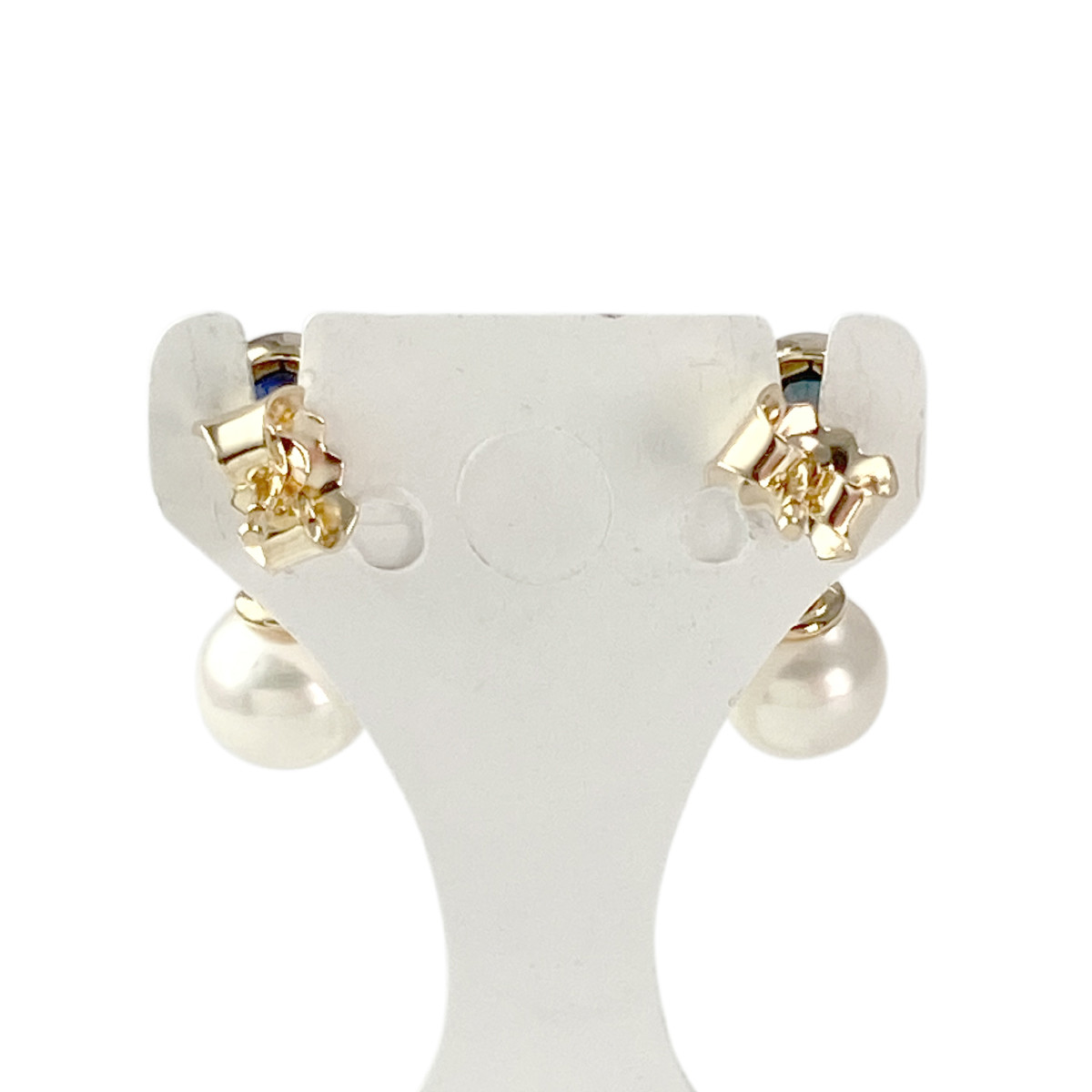 Boucles d'oreilles d'occasion or 750 jaune saphirs perles de culture - vue 3