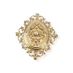 Broche d'occasion or 750 jaune perles de culture - vue 1