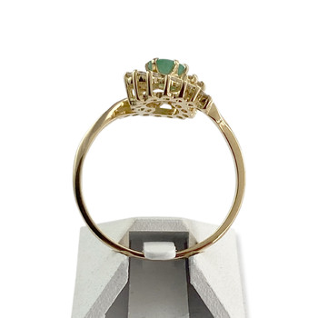 Second-hand gold 750 yellow diamond emerald ring