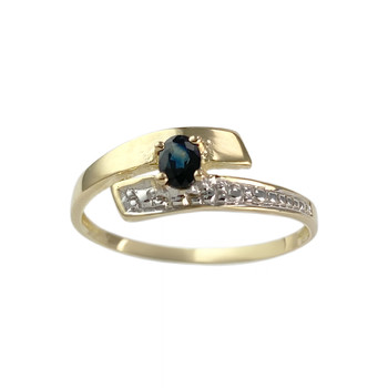 Bague d'occasion or 750 jaune et rhodié saphir