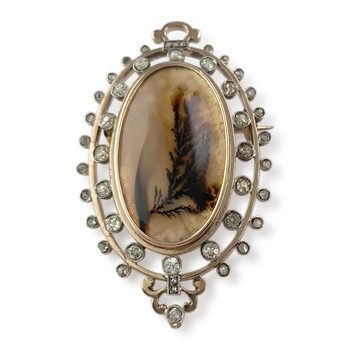 Broche d'occasion or 750 rose diamants