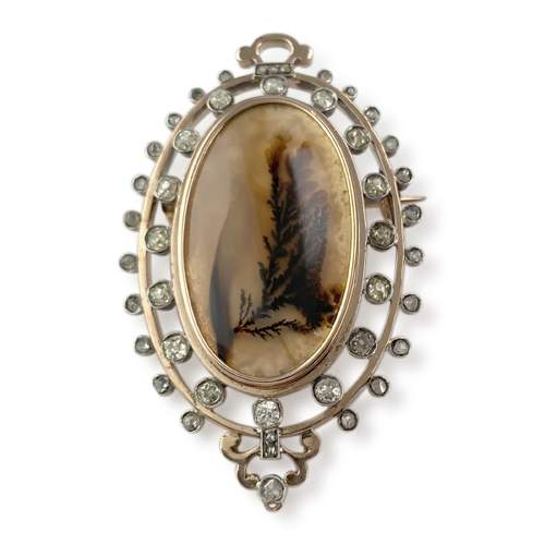 Broche d'occasion or 750 rose diamants