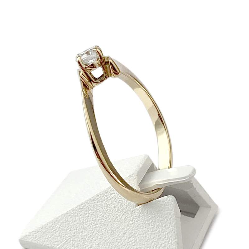 Solitaire d'occasion or 750 jaune diamant 0.25 carat - vue 2