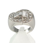 Bague Vintage d'occasion or 750 blanc diamants - vue 1