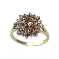Bague d'occasion 2 ors 375 diamants ambrés