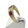 Bague d'occasion or 750 jaune et rhodié rubis diamants - vue V2