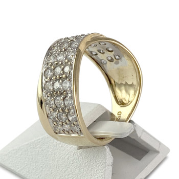Second-hand gold ring 750 yellow zirconias