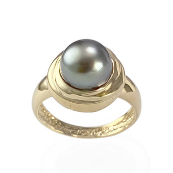 Second-hand gold 750 yellow Tahitian pearl ring