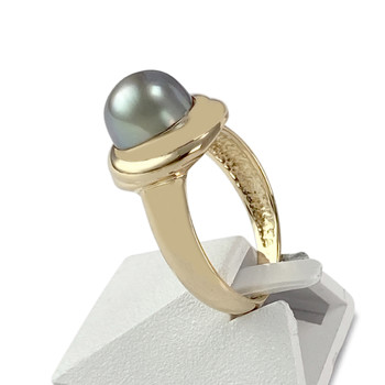 Second-hand gold 750 yellow Tahitian pearl ring