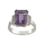 Bague d'occasion or 750 blanc améthyste diamants - vue 1