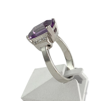 Second-hand gold ring 750 white amethyst diamonds