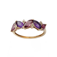 Bague d'occasion or 375 rose améthystes grenats et diamants