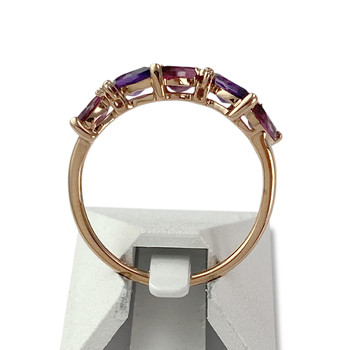 Bague d'occasion or 375 rose améthystes grenats et diamants