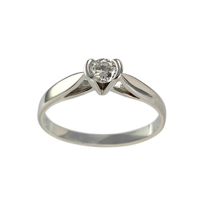 Bague solitaire or 750 blanc diamant 0.15 carat