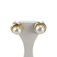 Boucles d'oreilles d'occasion or 750 jaune perles de culture