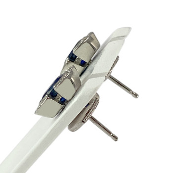 Boucles d'oreilles d'occasion or 750 blanc saphirs diamants