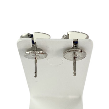 Boucles d'oreilles d'occasion or 750 blanc saphirs diamants