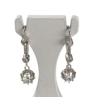 Boucles d'oreilles d'occasion or 750 blanc saphirs blancs synthétiques
