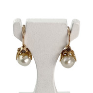 Boucles d'oreilles d'occasion or 750 rose perles de culture diamants