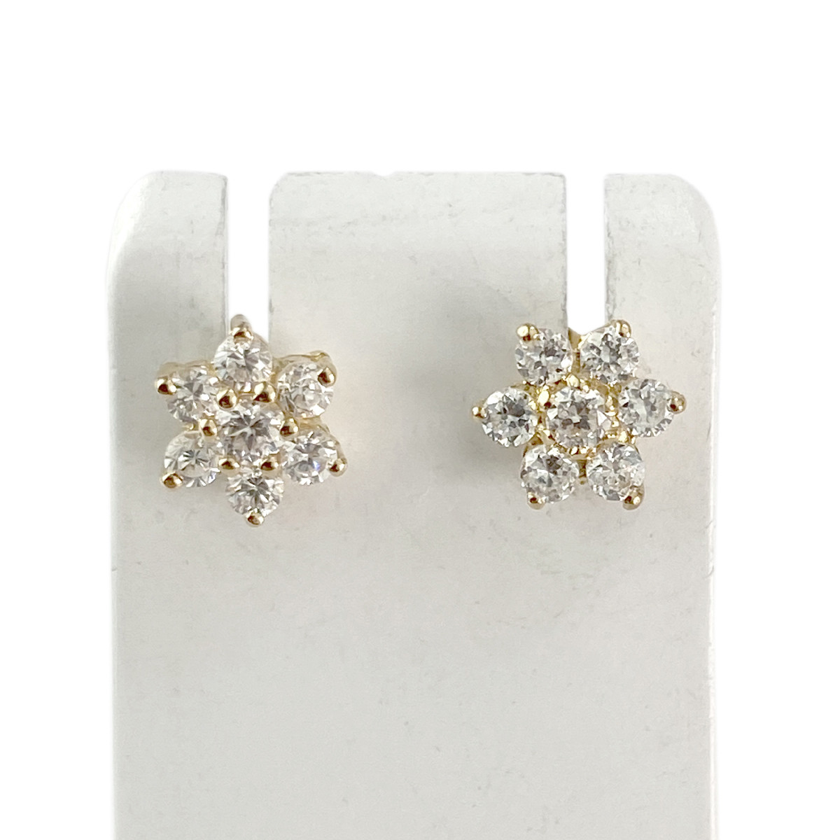 Boucles d'oreilles clous d'occasion or 750 jaune zirconias