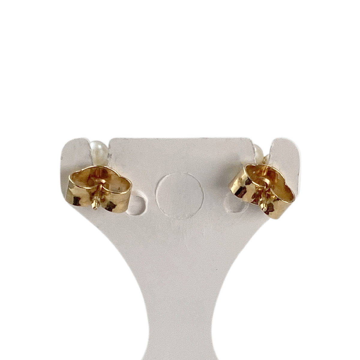 Boucles d'oreilles clous d'occasion or 750 jaune perles de culture - vue 3