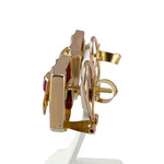 Boucles d'oreilles d'occasion or 750 jaune rubis synthétiques spinelles synthétiques - vue 2