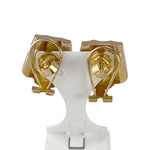 Boucles d'oreilles d'occasion or 750 jaune rubis synthétiques spinelles synthétiques - vue 3