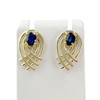 Boucles d'oreilles clous d'occasion or 750 jaune saphirs - vue V1