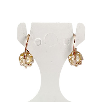 Boucles d'oreilles brisures d'occasion or 750 rose perles imitations