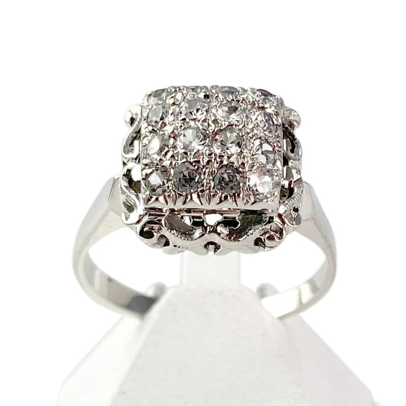 Bague d'occasion or 750 blanc pierres synthétiques - vue 1