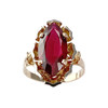 Bague d'occasion or 750 jaune et rhodié rubis synthétique - vue V1