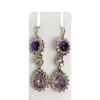 Boucles d'oreilles pendants d'occasion or 375 et argent diamants améthystes - vue V1