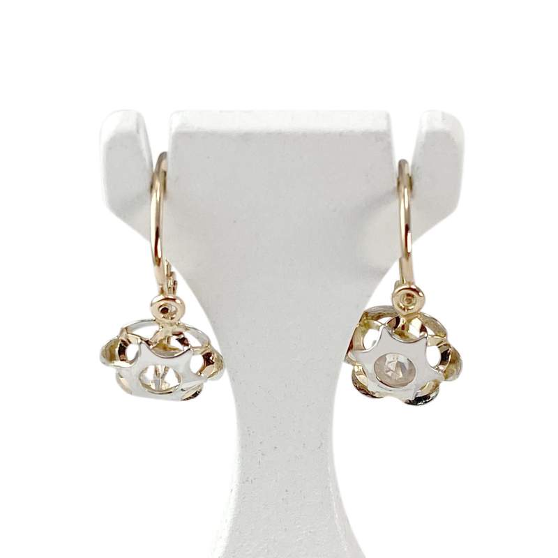 Boucles d'oreilles brisures d'occasion 2 ors pierres imitations - vue 1