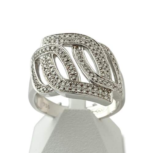 Bague d'occasion or 750 blanc diamants