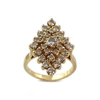Second-hand gold ring 750 yellow diamonds