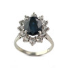 Bague d'occasion or 750 blanc saphir diamants - vue V1