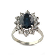 Bague d'occasion or 750 blanc saphir diamants