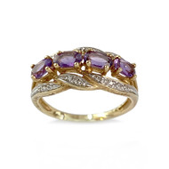 Bague d'occasion or 750 2 tons améthystes et diamants