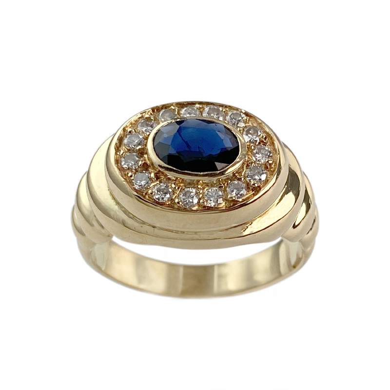 Bague d'occasion or 750 jaune saphir diamants - vue 1
