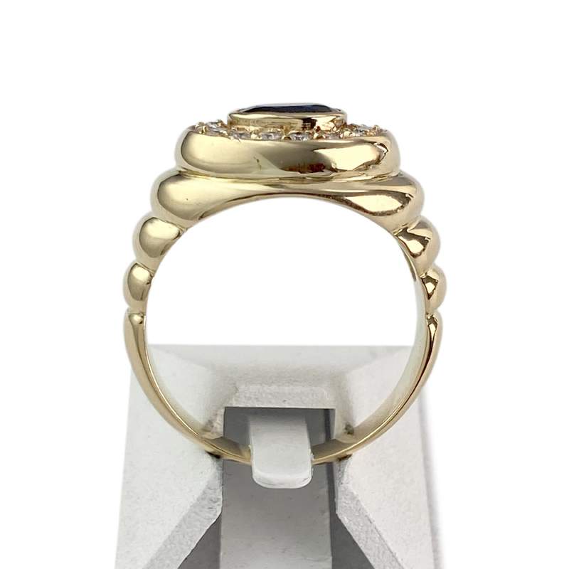 Bague d'occasion or 750 jaune saphir diamants - vue 3