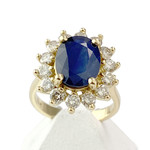Bague d'occasion or 750 jaune saphir diamants - vue 1