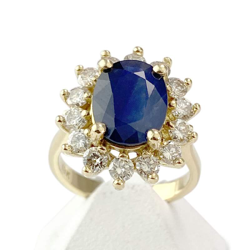 Bague d'occasion or 750 jaune saphir diamants - vue 1