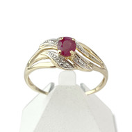 Bague d'occasion or 750 2 tons rubis diamants