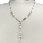 Collier d'occasion or 750 blanc diamants perles de culture du Japon 40 cm - vue 2